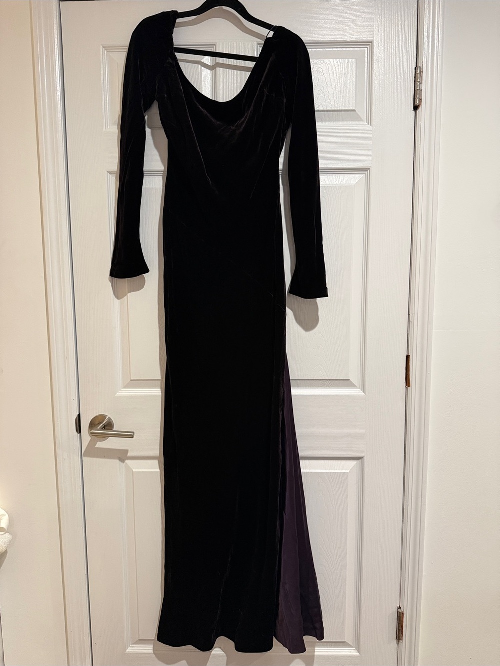 Richard Tyler Couture plum / dark purple Velvet Long Sleeve Gown with Cowl Neck